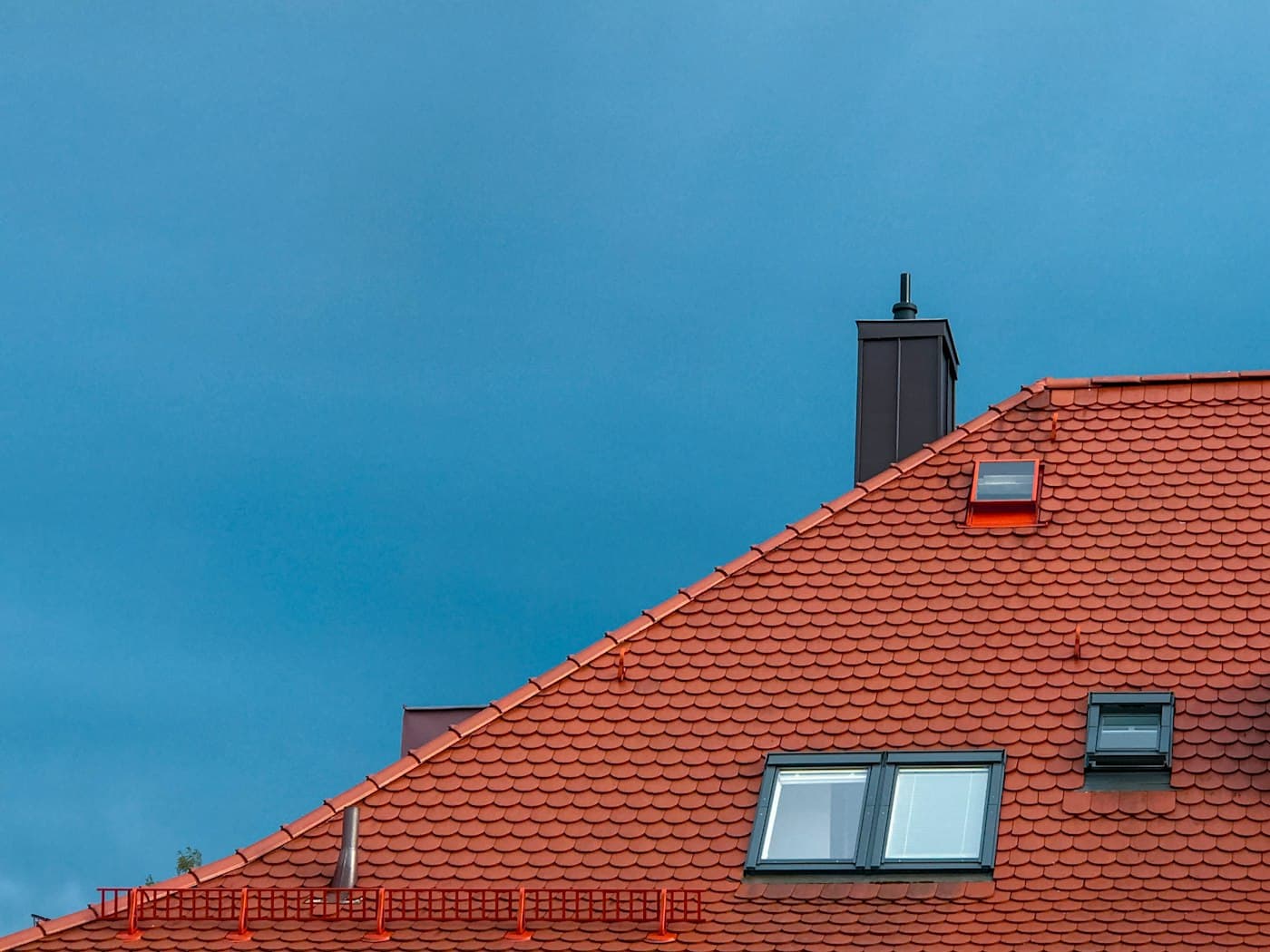Roof against a stormy sky