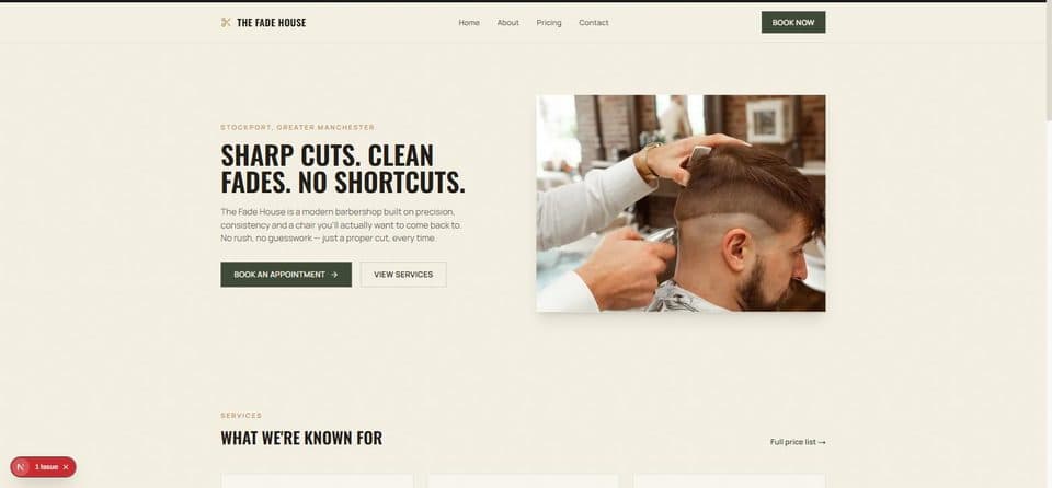 The Fade House homepage