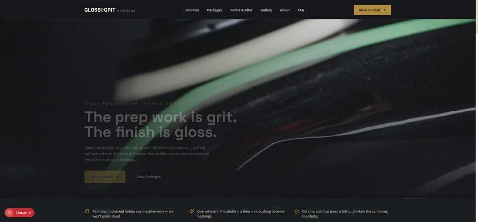 Gloss & Grit Detailing homepage