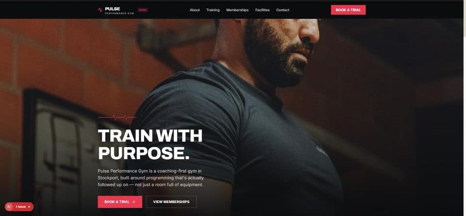 Pulse Performance Gym homepage